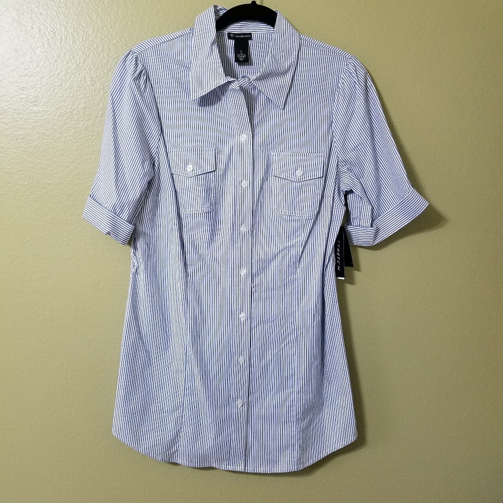 New Directions Striped Tunic Shirt Womens NEW